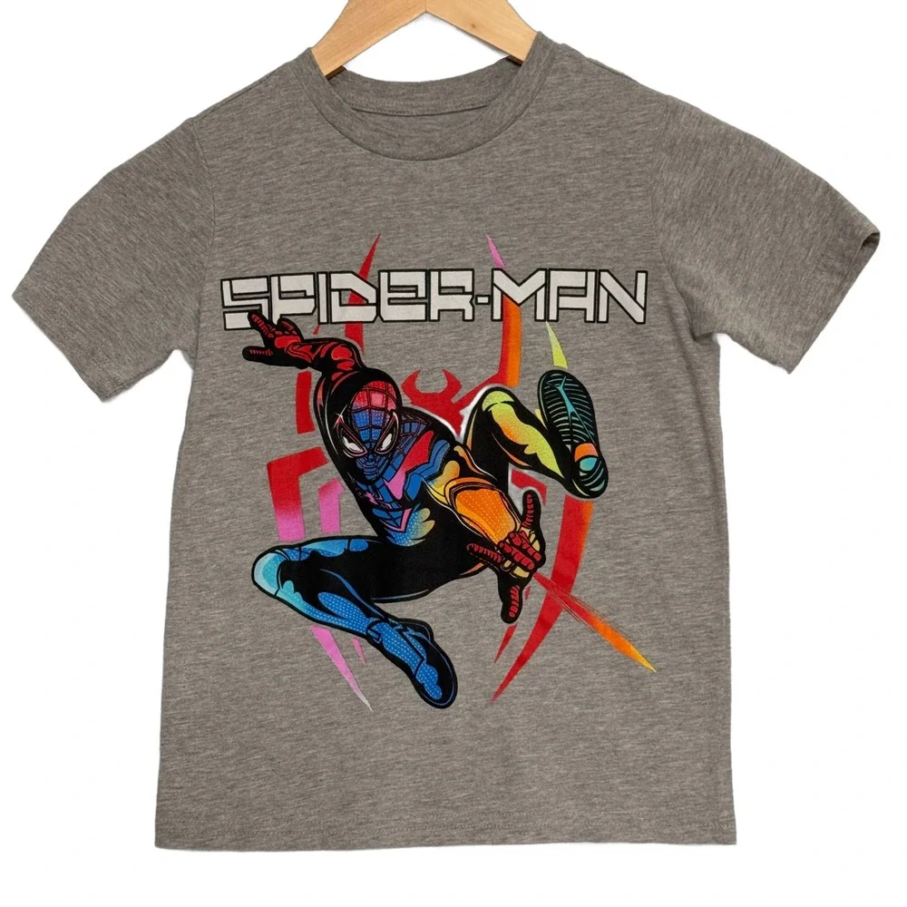Marvel Gamerverse Spider-Man Kids Gray Graphic T-Shirt Size S 6/7 Short Sleeve‎